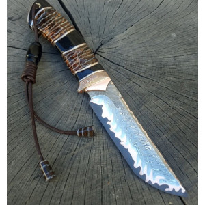 ВАРЯГ ніж ручної роботи майстра Павла Гончаренка, сталь - CPM 121 REX в обкладках з нержавіючого дамаску. Photo 2